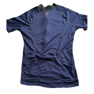 Men's Ropa Wear XL Cycling Jersey Half Zip Navy Blue 3 Rear Pockets Bike‎ Shirt